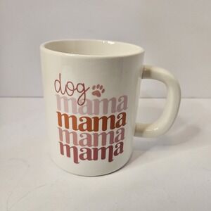 Retro "Dog Mama" Mug retro style,  multi-layered design with a small paw print